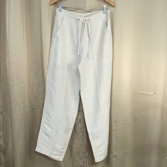 Men's CUBAVERA Beige Khaki LINEN + Drawstring Pants Medium (32/34) - Picture 1 of 9